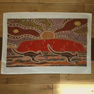 Authentic Aboriginal Australian Uluru Art Cotton Tapestry Hand Towel Indigenous